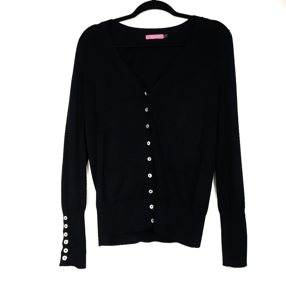Isaac Mizrahi botton down small black cardigan